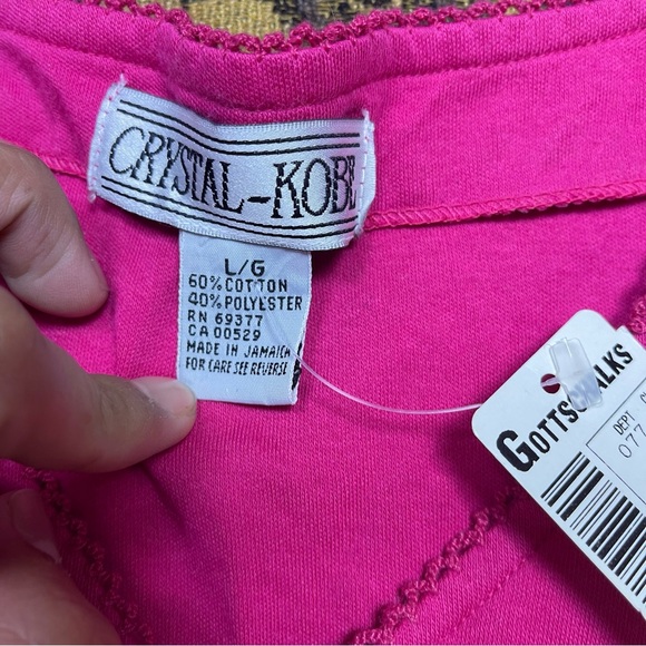 Crystal‎ Kobe Womens Pink Button Tank Top Size L NWT - Picture 2 of 5